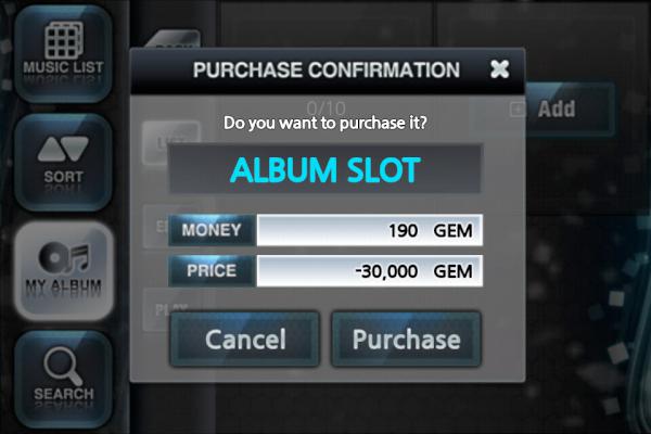 O2Jam U for iOS Buy More Album Slots O2Jam U for iOS Buy More Album Slots